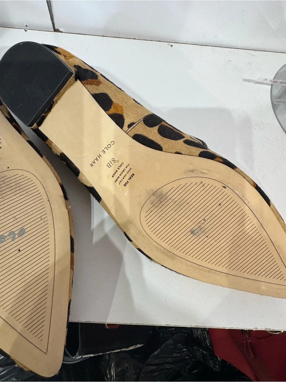 Cole Haan Brie skimmer Leopard Print Pointed Toe Flats - Tan/Black